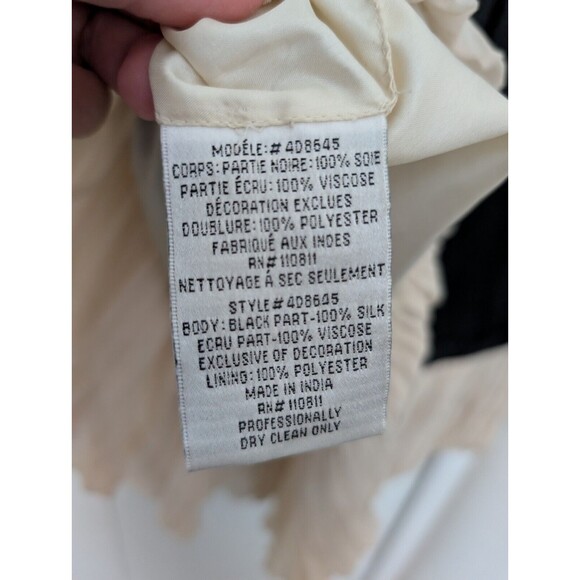 ANTHROPOLOGIE YOANA BARASCHI Theatre Royal Dress Silk Black & Cream Size 4 - Picture 4 of 7